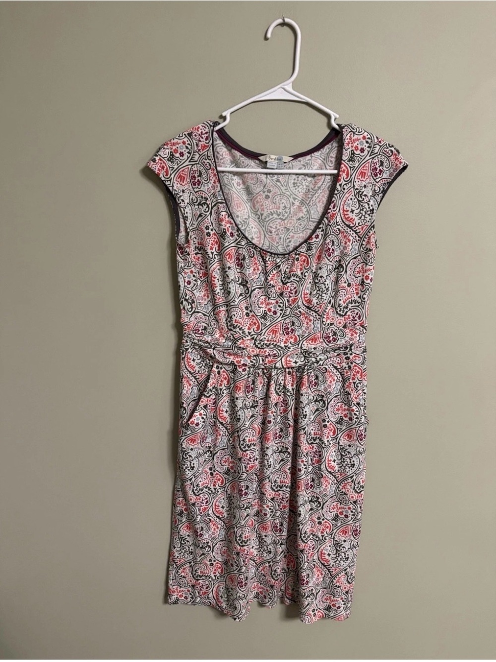 Boden Margot Jersey Scoop Neck Dress Size 4P Paisley Print Modal Cotton Pockets